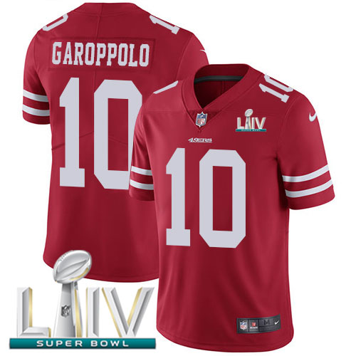 Personalized 49ers #10 Jimmy Garoppolo Red Super Bowl LIV 2020 Team Color Men’s Stitched NFL Untouchable Limited Jersey