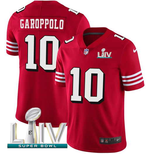 Personalized 49ers #10 Jimmy Garoppolo Red Super Bowl LIV 2020 Team Color Men’s Stitched NFL Untouchable Limited II Jersey