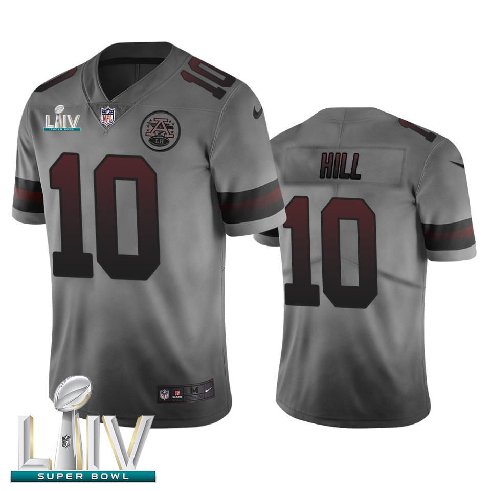 Personalized Kansas City Chiefs #10 Tyreek Hill Smoky Gray Super Bowl LIV 2020 Men’s Limited City Edition NFL Jersey