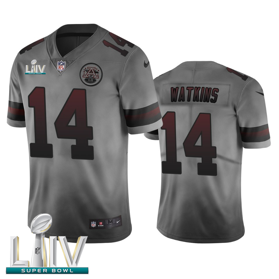 Personalized Kansas City Chiefs #14 Sammy Watkins Smoky Gray Super Bowl LIV 2020 Men’s Limited City Edition NFL Jersey