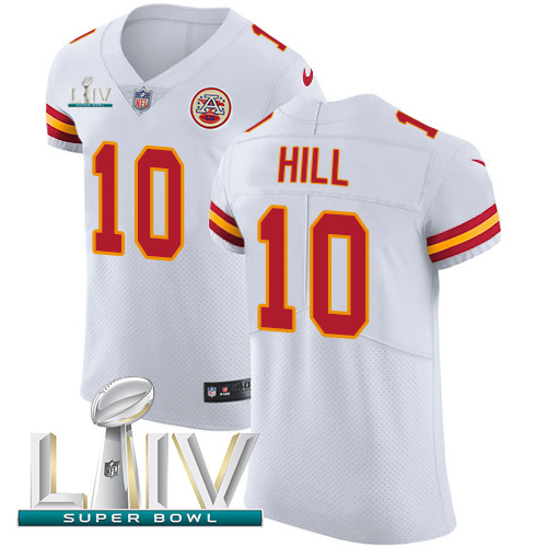 Personalized Chiefs #10 Tyreek Hill White Super Bowl LIV 2020 Men’s Stitched NFL New Elite Jersey
