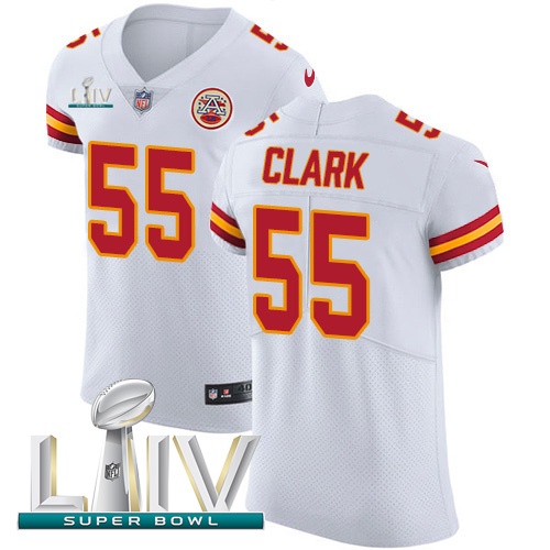 Personalized Chiefs #55 Frank Clark White Super Bowl LIV 2020 Men’s Stitched NFL New Elite Jersey