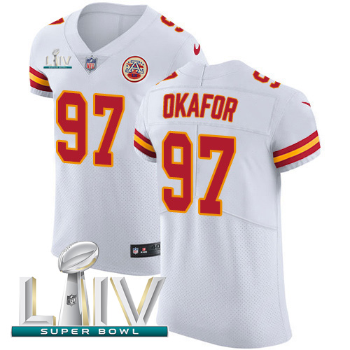 Personalized Chiefs #97 Alex Okafor White Super Bowl LIV 2020 Men’s Stitched NFL New Elite Jersey