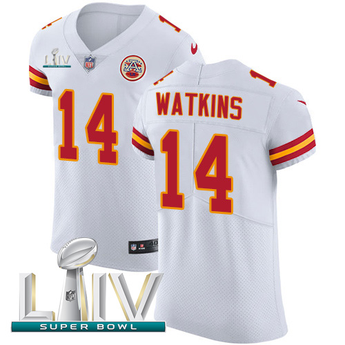 Personalized Chiefs #14 Sammy Watkins White Super Bowl LIV 2020 Men’s Stitched NFL New Elite Jersey