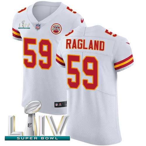 Personalized Chiefs #59 Reggie Ragland White Super Bowl LIV 2020 Men’s Stitched NFL New Elite Jersey