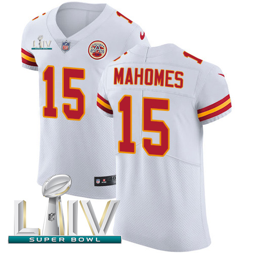 Personalized Chiefs #15 Patrick Mahomes White Super Bowl LIV 2020 Men’s Stitched NFL New Elite Jersey