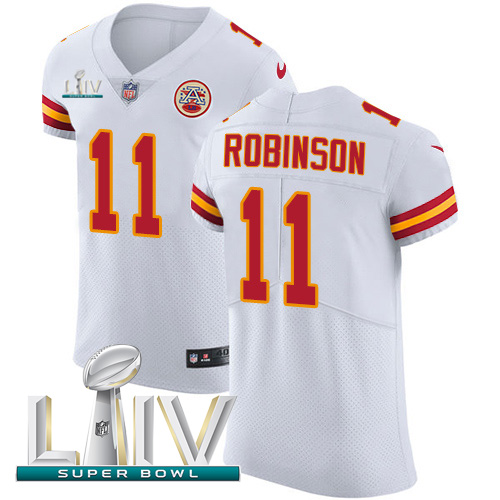 Personalized Chiefs #11 Demarcus Robinson White Super Bowl LIV 2020 Men’s Stitched NFL New Elite Jersey