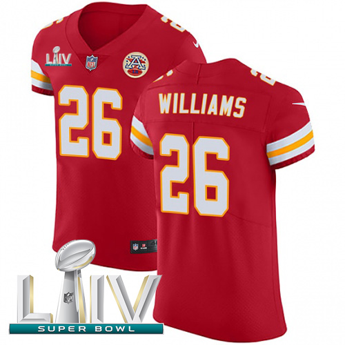 Personalized Chiefs #26 Damien Williams Red Super Bowl LIV 2020 Team Color Men’s Stitched NFL Untouchable Elite Jersey