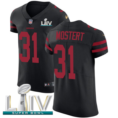 Personalized 49ers #31 Raheem Mostert Black Super Bowl LIV 2020 Alternate Men’s Stitched NFL New Elite Jersey