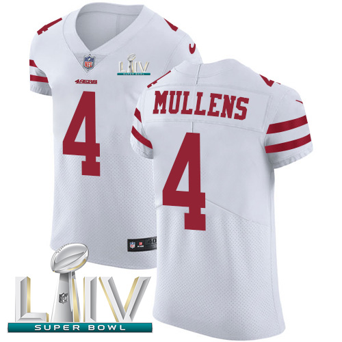 Personalized 49ers #4 Nick Mullens White Super Bowl LIV 2020 Men’s Stitched NFL Untouchable Elite Jersey