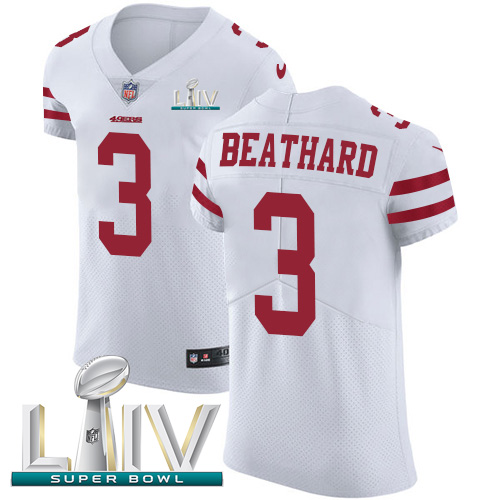 Personalized 49ers #3 C.J. Beathard White Super Bowl LIV 2020 Men’s Stitched NFL Untouchable Elite Jersey