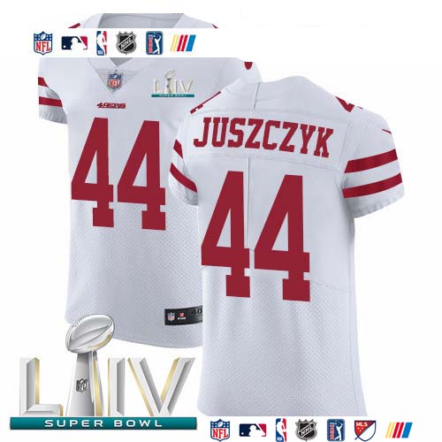 Personalized 49ers #44 Kyle Juszczyk White Super Bowl LIV 2020 Men’s Stitched NFL Untouchable Elite Jersey