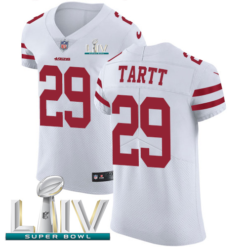 Personalized 49ers #29 Jaquiski Tartt White Super Bowl LIV 2020 Men’s Stitched NFL Untouchable Elite Jersey