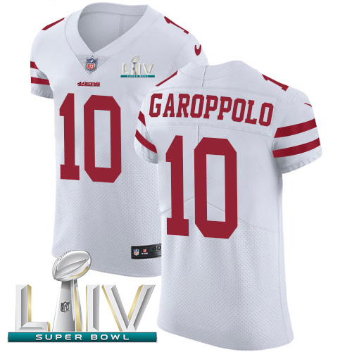 Personalized 49ers #10 Jimmy Garoppolo White Super Bowl LIV 2020 Men’s Stitched NFL Untouchable Elite Jersey