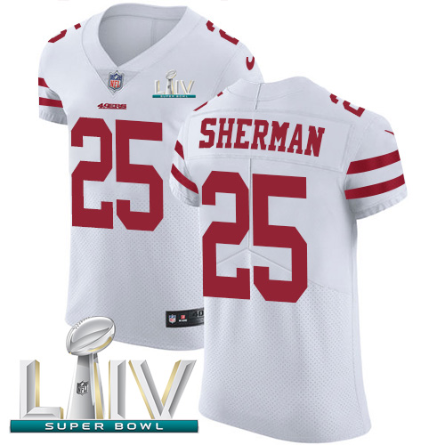 Personalized 49ers #25 Richard Sherman White Super Bowl LIV 2020 Men’s Stitched NFL Untouchable Elite Jersey