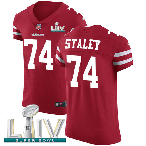 Personalized 49ers #74 Joe Staley Red Super Bowl LIV 2020 Team Color Men’s Stitched NFL Untouchable Elite Jersey