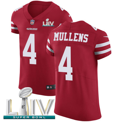 Personalized 49ers #4 Nick Mullens Red Super Bowl LIV 2020 Team Color Men’s Stitched NFL Untouchable Elite Jersey