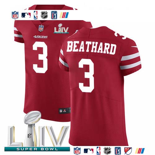 Personalized 49ers #3 C.J. Beathard Red Super Bowl LIV 2020 Team Color Men’s Stitched NFL Untouchable Elite Jersey