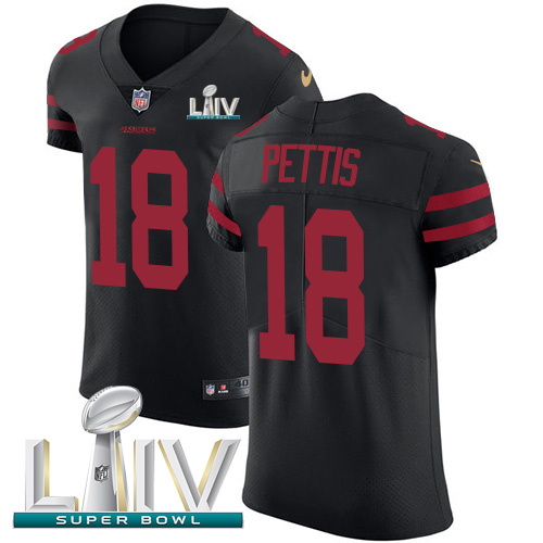 Personalized 49ers #18 Dante Pettis Black Super Bowl LIV 2020 Alternate Men’s Stitched NFL Untouchable Elite Jersey