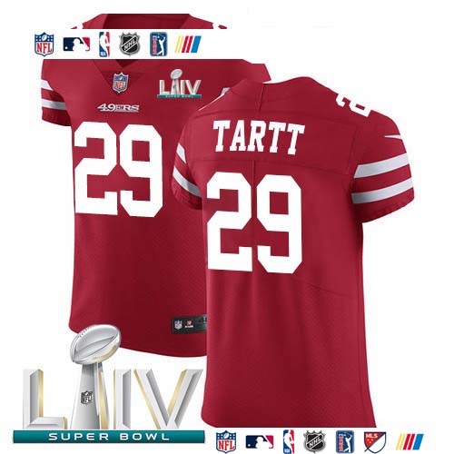 Personalized 49ers #29 Jaquiski Tartt Red Super Bowl LIV 2020 Team Color Men’s Stitched NFL Untouchable Elite Jersey