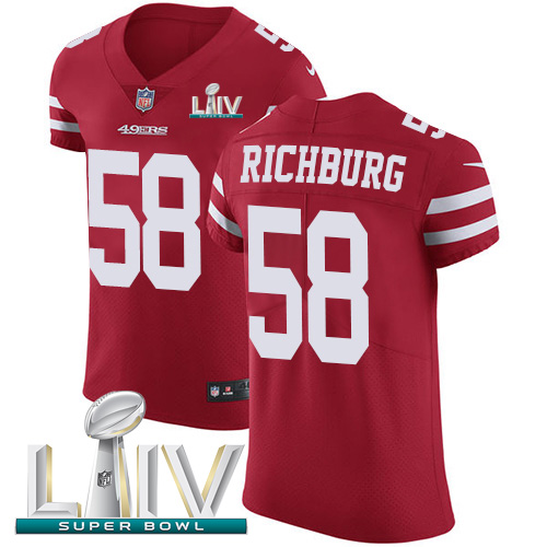 Personalized 49ers #58 Weston Richburg Red Super Bowl LIV 2020 Team Color Men’s Stitched NFL Untouchable Elite Jersey