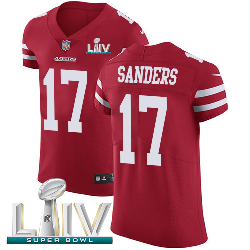 Personalized 49ers #17 Emmanuel Sanders Red Super Bowl LIV 2020 Team Color Men’s Stitched NFL Untouchable Elite Jersey