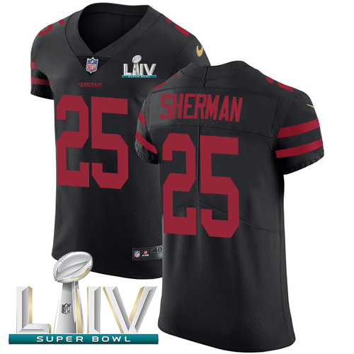 Personalized 49ers #25 Richard Sherman Black Super Bowl LIV 2020 Alternate Men’s Stitched NFL Untouchable Elite Jersey