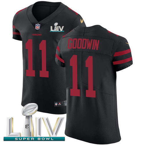 Personalized 49ers #11 Marquise Goodwin Black Super Bowl LIV 2020 Alternate Men’s Stitched NFL Untouchable Elite Jersey