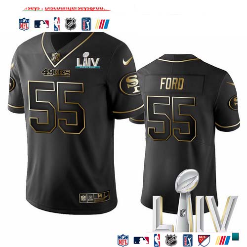 Personalized 49ers #55 Dee Ford Black Golden Super Bowl LIV 2020 Limited Edition Stitched NFL Jersey