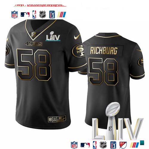 Personalized 49ers #58 Weston Richburg Black Golden Super Bowl LIV 2020 Limited Edition Stitched NFL Jersey