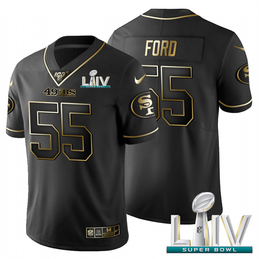 Personalized San Francisco 49ers #55 Dee Ford Men’s Black Golden Super Bowl LIV 2020 Limited NFL 100 Jersey