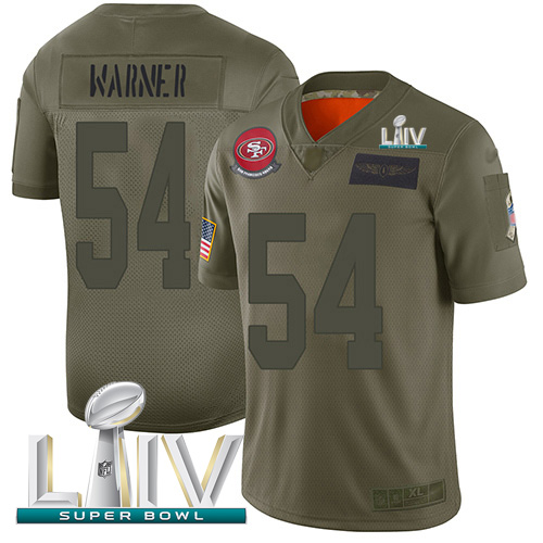 Personalized 49ers #54 Fred Warner Camo Super Bowl LIV 2020 Men’s Stitched NFL Limited 2019 Salute To Service Jersey
