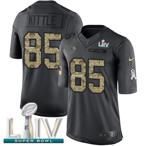 Personalized 49ers #85 George Kittle Black Super Bowl LIV 2020 Men’s Stitched NFL Limited 2016 Salute to Service Jersey