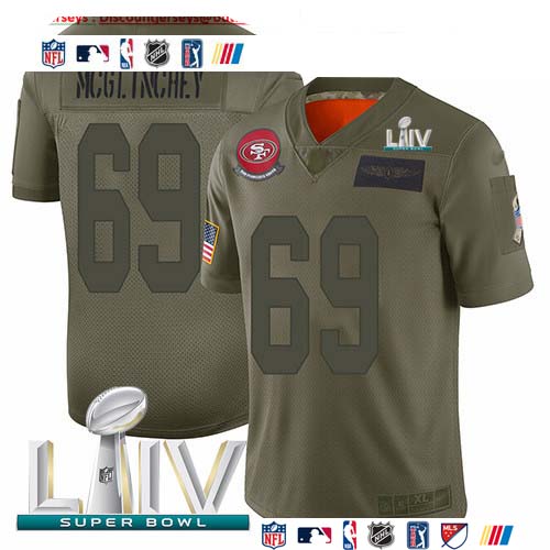 Personalized 49ers #69 Mike McGlinchey Camo Super Bowl LIV 2020 Men’s Stitched NFL Limited 2019 Salute To Service Jersey