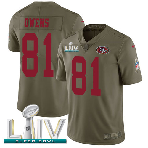 Personalized 49ers #81 Jordan Matthews Olive Super Bowl LIV 2020 Men’s Stitched NFL Limited 2017 Salute To Service Jersey