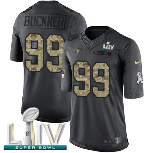 Personalized 49ers #99 DeForest Buckner Black Super Bowl LIV 2020 Men’s Stitched NFL Limited 2016 Salute to Service Jersey