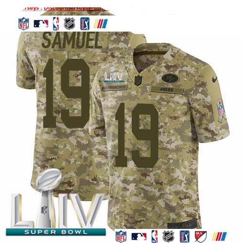 Personalized 49ers #19 Deebo Samuel Camo Super Bowl LIV 2020 Men’s Stitched NFL Limited 2018 Salute To Service Jersey