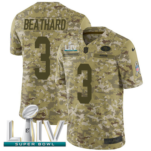 Personalized 49ers #3 C.J. Beathard Camo Super Bowl LIV 2020 Men’s Stitched NFL Limited 2018 Salute To Service Jersey