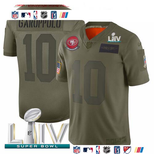 Personalized 49ers #10 Jimmy Garoppolo Camo Super Bowl LIV 2020 Men’s Stitched NFL Limited 2019 Salute To Service Jersey