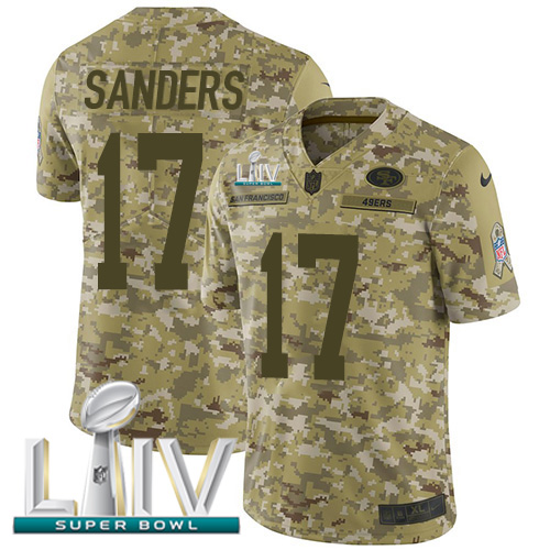 Personalized 49ers #17 Emmanuel Sanders Camo Super Bowl LIV 2020 Men’s Stitched NFL Limited 2018 Salute To Service Jersey