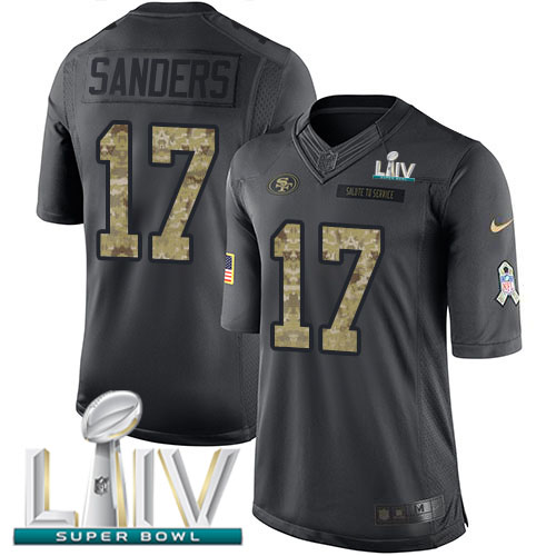 Personalized 49ers #17 Emmanuel Sanders Black Super Bowl LIV 2020 Men’s Stitched NFL Limited 2016 Salute to Service Jersey