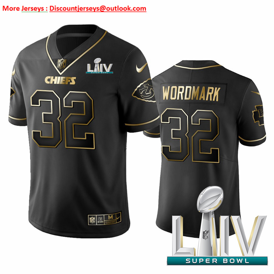 Personalized Chiefs #32 Tyrann Mathieu Black Golden Super Bowl LIV 2020 Limited Edition Stitched NFL Jersey