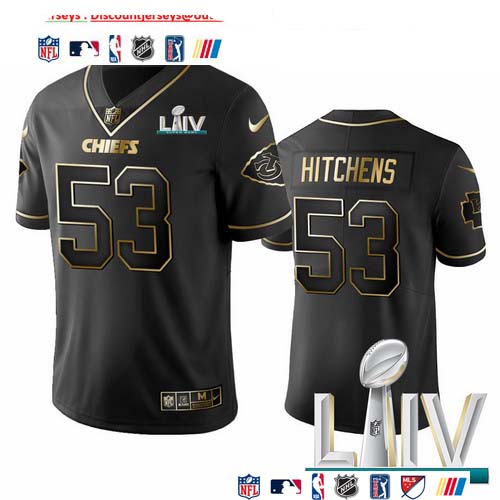 Personalized Chiefs #53 Anthony Hitchens Black Golden Super Bowl LIV 2020 Limited Edition Stitched NFL Jersey