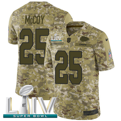 Personalized Chiefs #25 LeSean McCoy Camo Super Bowl LIV 2020 Men’s Stitched NFL Limited 2018 Salute To Service Jersey