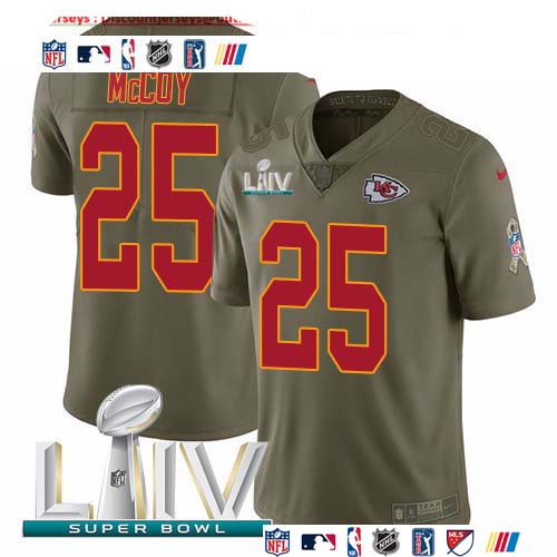 Personalized Chiefs #25 LeSean McCoy Olive Super Bowl LIV 2020 Men’s Stitched NFL Limited 2017 Salute To Service Jersey