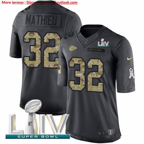 Personalized Chiefs #32 Tyrann Mathieu Black Super Bowl LIV 2020 Men’s Stitched NFL Limited 2016 Salute to Service Jersey