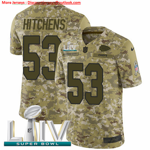 Personalized Chiefs #53 Anthony Hitchens Camo Super Bowl LIV 2020 Men’s Stitched NFL Limited 2018 Salute To Service Jersey