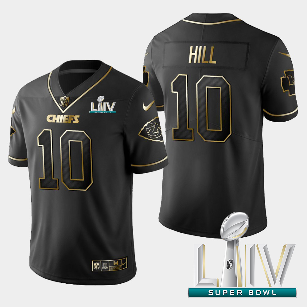 Personalized Kansas City Chiefs #10 Tyreek Hill Limited Black Golden Super Bowl LIV 2020 Jersey