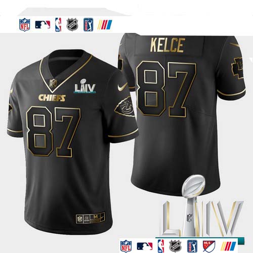 Personalized Kansas City Chiefs #87 Travis Kelce Limited Black Golden Super Bowl LIV 2020 Jersey