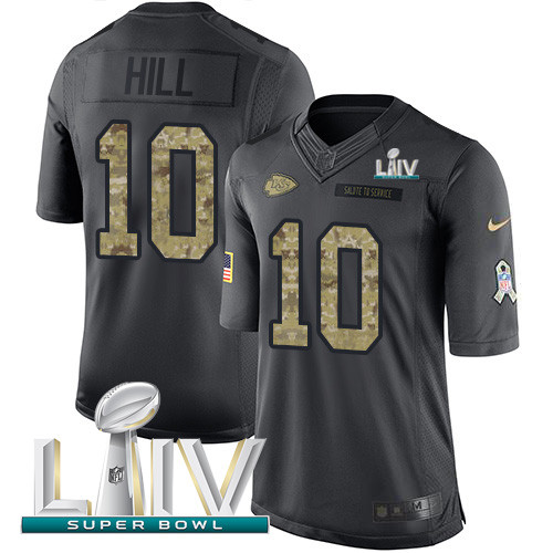 Personalized Chiefs #10 Tyreek Hill Black Super Bowl LIV 2020 Men’s Stitched NFL Limited 2016 Salute to Service Jersey